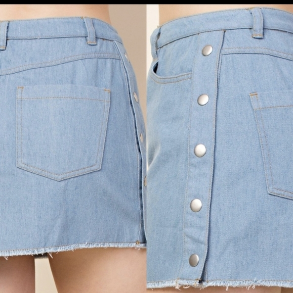 SIDE SNAP DENIM SKIRT - Picture 4 of 7